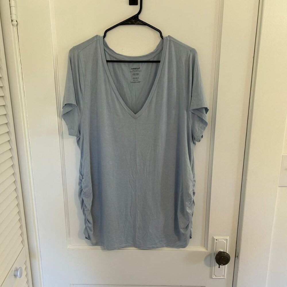 Motherhood Maternity Light Blue V-neck Tee, Size XXL